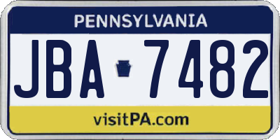 PA license plate JBA7482
