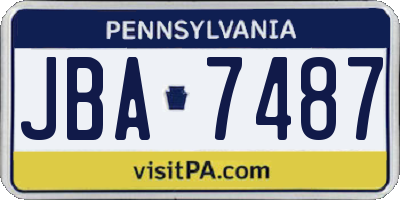 PA license plate JBA7487