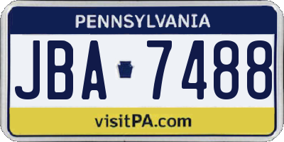 PA license plate JBA7488