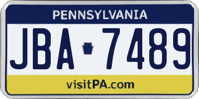 PA license plate JBA7489