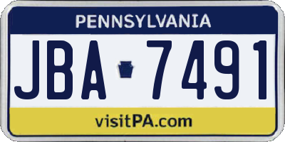 PA license plate JBA7491