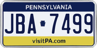 PA license plate JBA7499