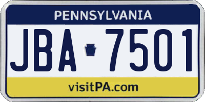 PA license plate JBA7501