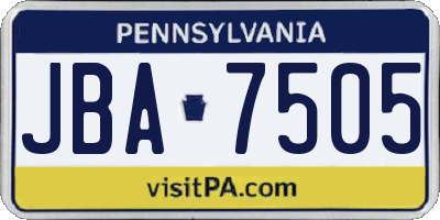 PA license plate JBA7505