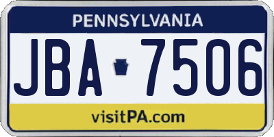 PA license plate JBA7506