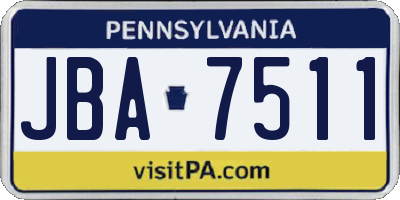 PA license plate JBA7511