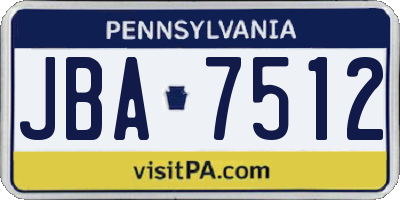 PA license plate JBA7512