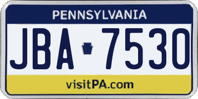 PA license plate JBA7530
