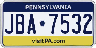 PA license plate JBA7532