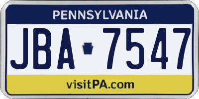 PA license plate JBA7547