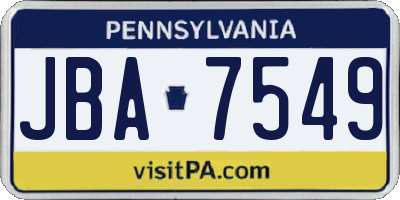 PA license plate JBA7549