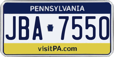 PA license plate JBA7550