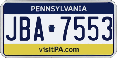 PA license plate JBA7553