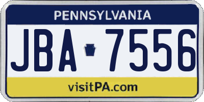 PA license plate JBA7556