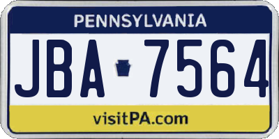 PA license plate JBA7564