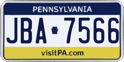 PA license plate JBA7566