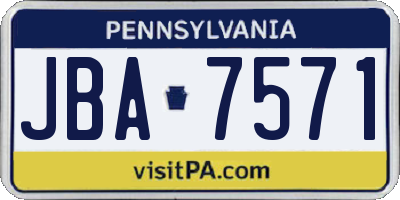 PA license plate JBA7571