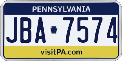 PA license plate JBA7574