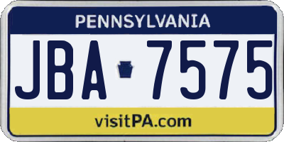 PA license plate JBA7575