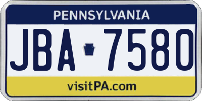 PA license plate JBA7580