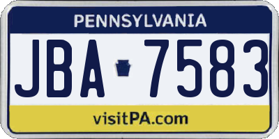 PA license plate JBA7583