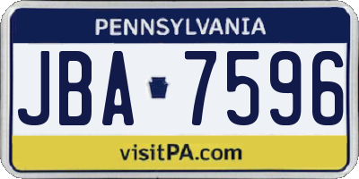 PA license plate JBA7596