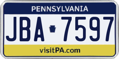 PA license plate JBA7597