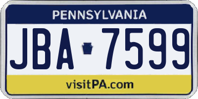 PA license plate JBA7599