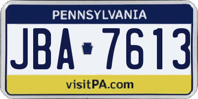 PA license plate JBA7613