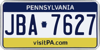 PA license plate JBA7627