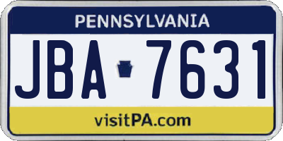 PA license plate JBA7631