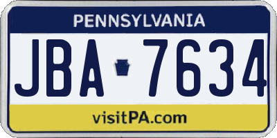 PA license plate JBA7634