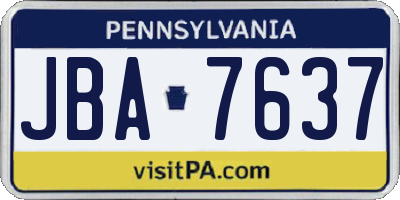 PA license plate JBA7637
