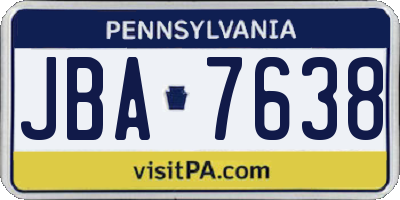 PA license plate JBA7638