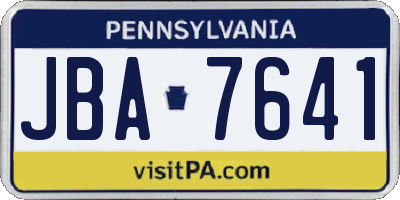PA license plate JBA7641