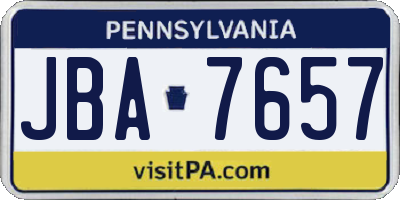 PA license plate JBA7657