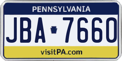 PA license plate JBA7660