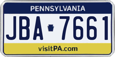 PA license plate JBA7661
