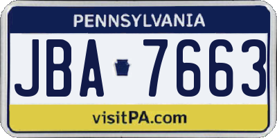 PA license plate JBA7663