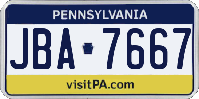 PA license plate JBA7667