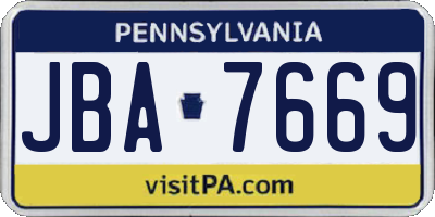 PA license plate JBA7669