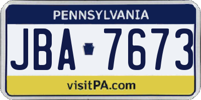 PA license plate JBA7673