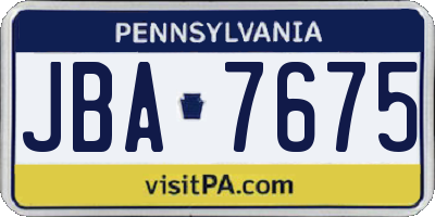 PA license plate JBA7675