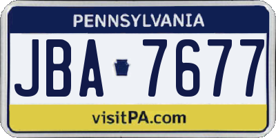 PA license plate JBA7677