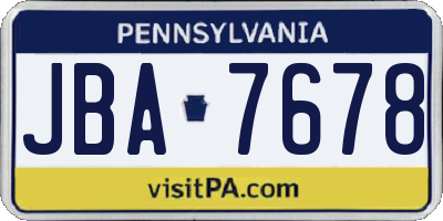 PA license plate JBA7678