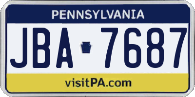 PA license plate JBA7687