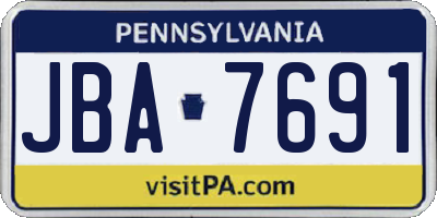 PA license plate JBA7691