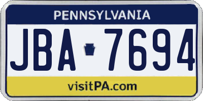 PA license plate JBA7694