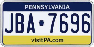 PA license plate JBA7696