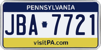 PA license plate JBA7721